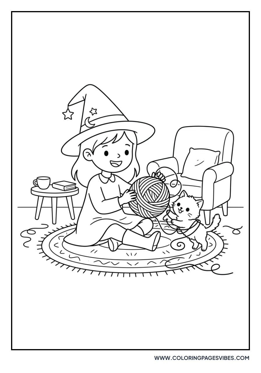 Witch Playing with Yarn