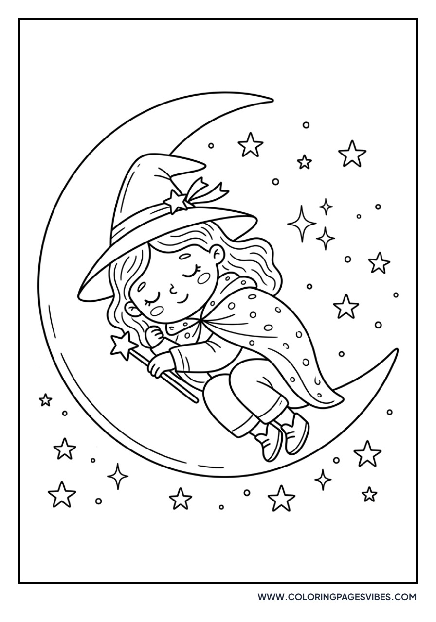 Witch Sleeping on Moon
