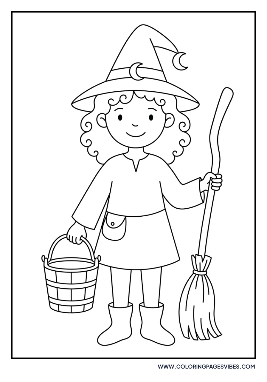 Witch with a Broom and Mop