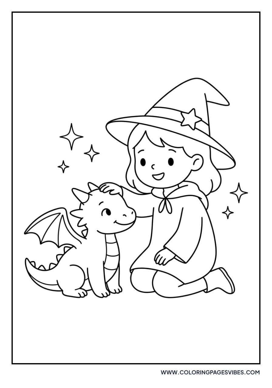 Witch with a Friendly Dragon