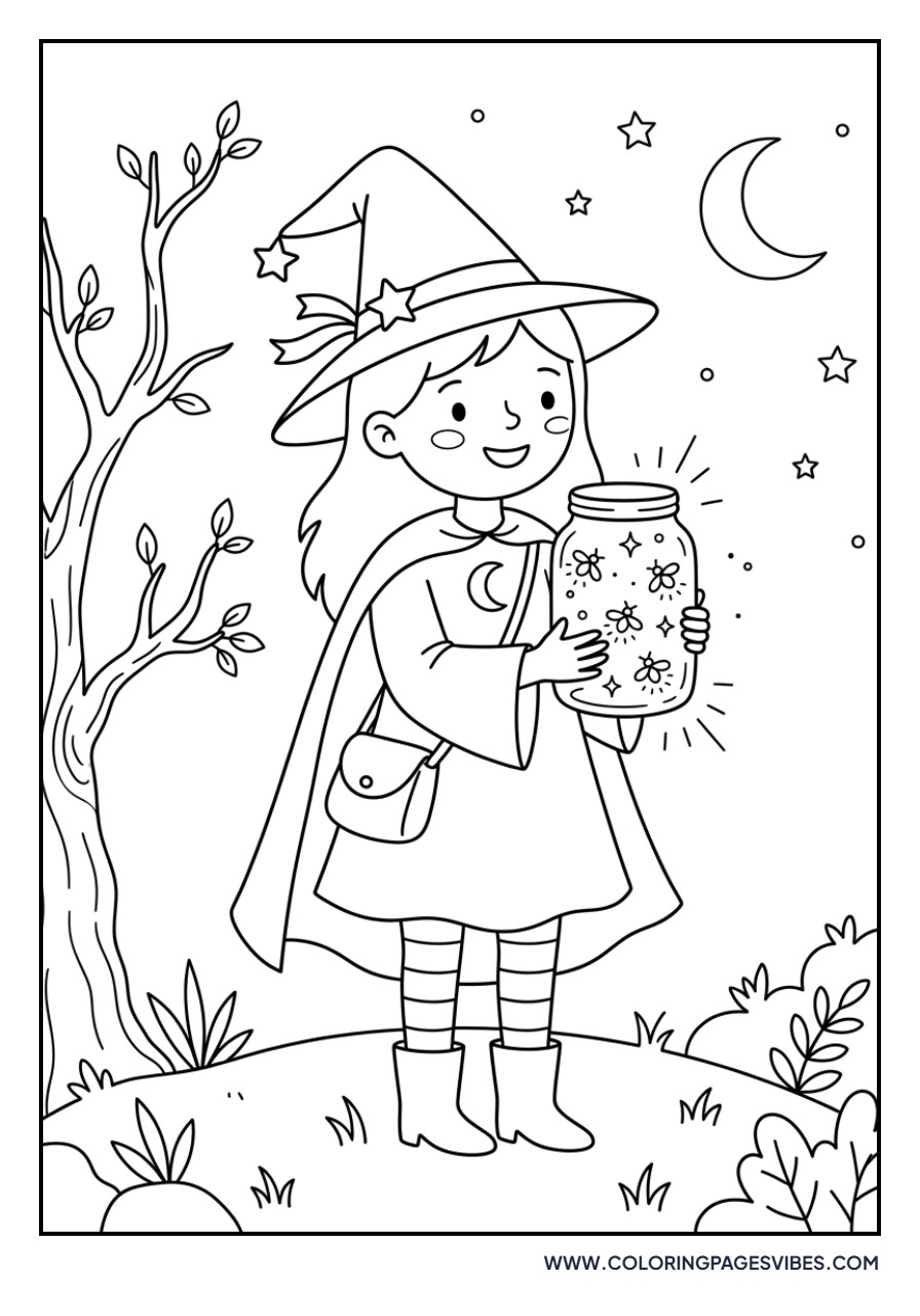 Witch with a Jar of Fireflies