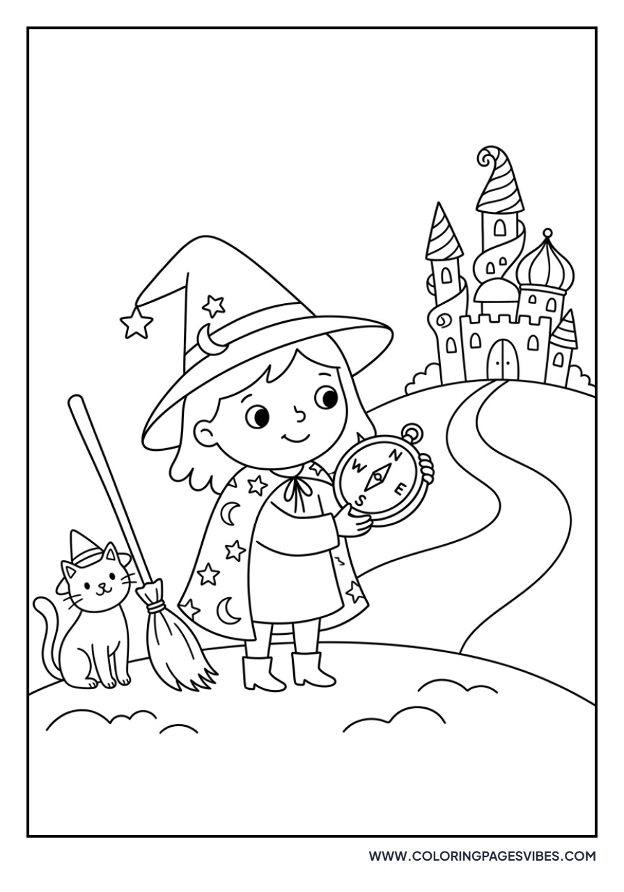 Witch with a Magic Compass