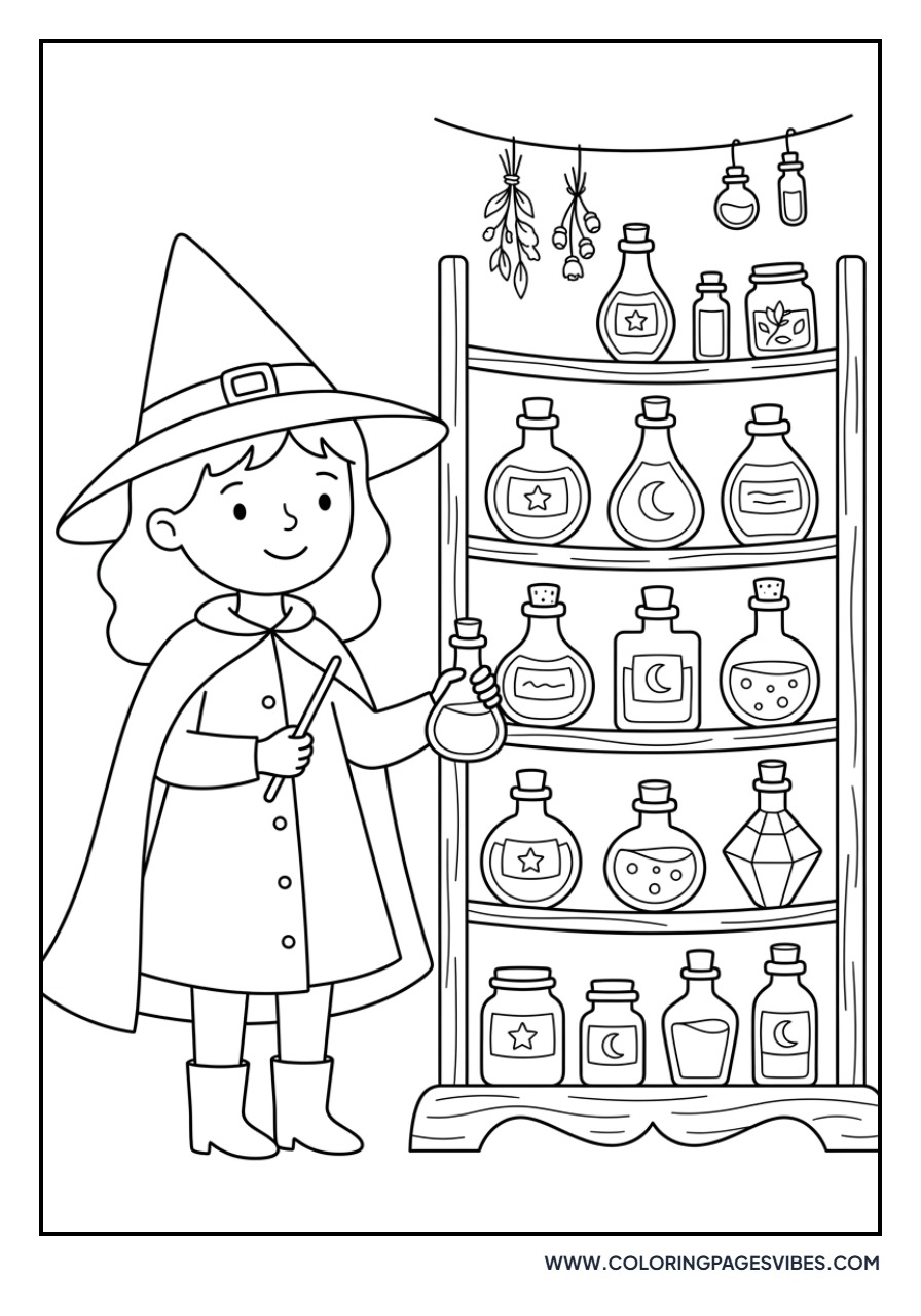 Witch with a Potion Shelf