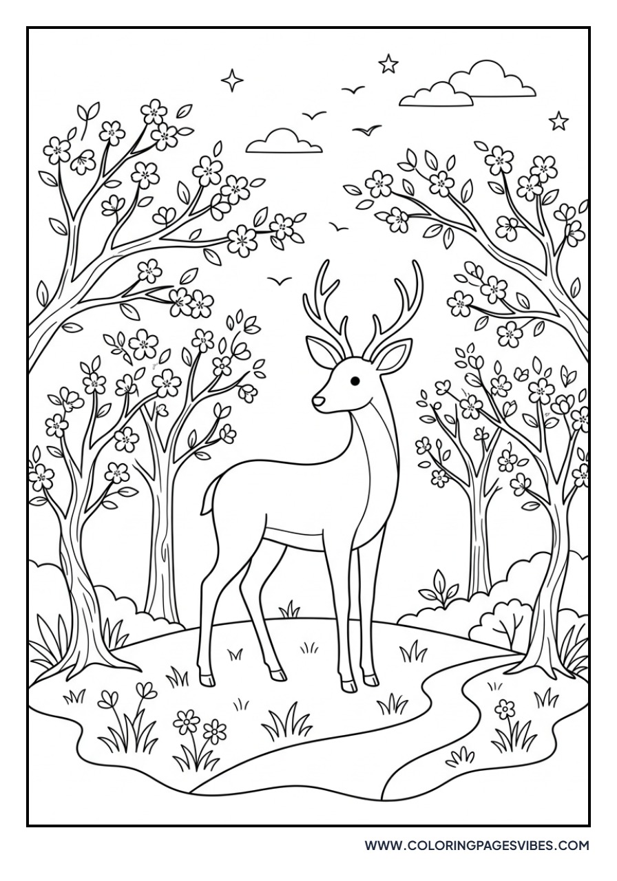 Deer in Sakura Forest