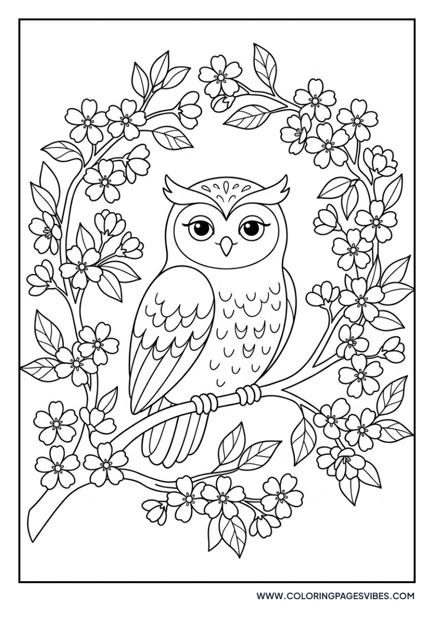 Owl in Sakura Tree