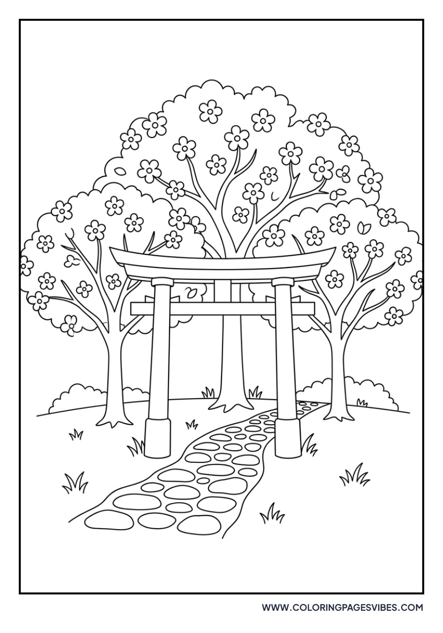Sakura and Torii Gate