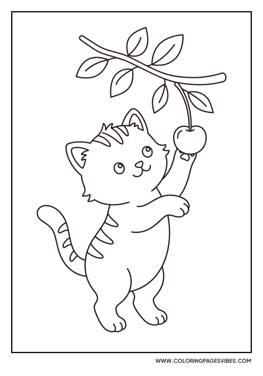 Cat Eating a Cherry