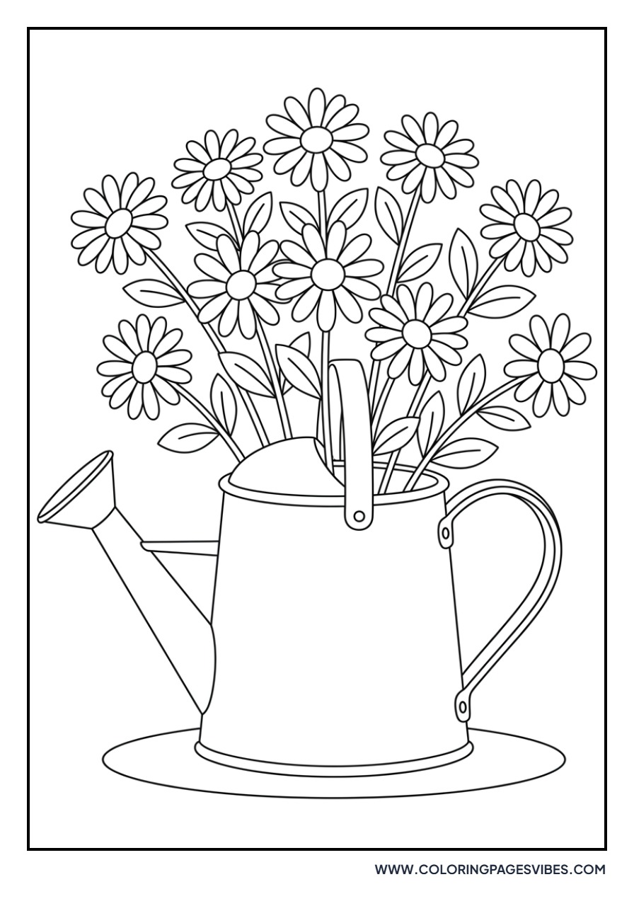 Daisies in a Watering Can