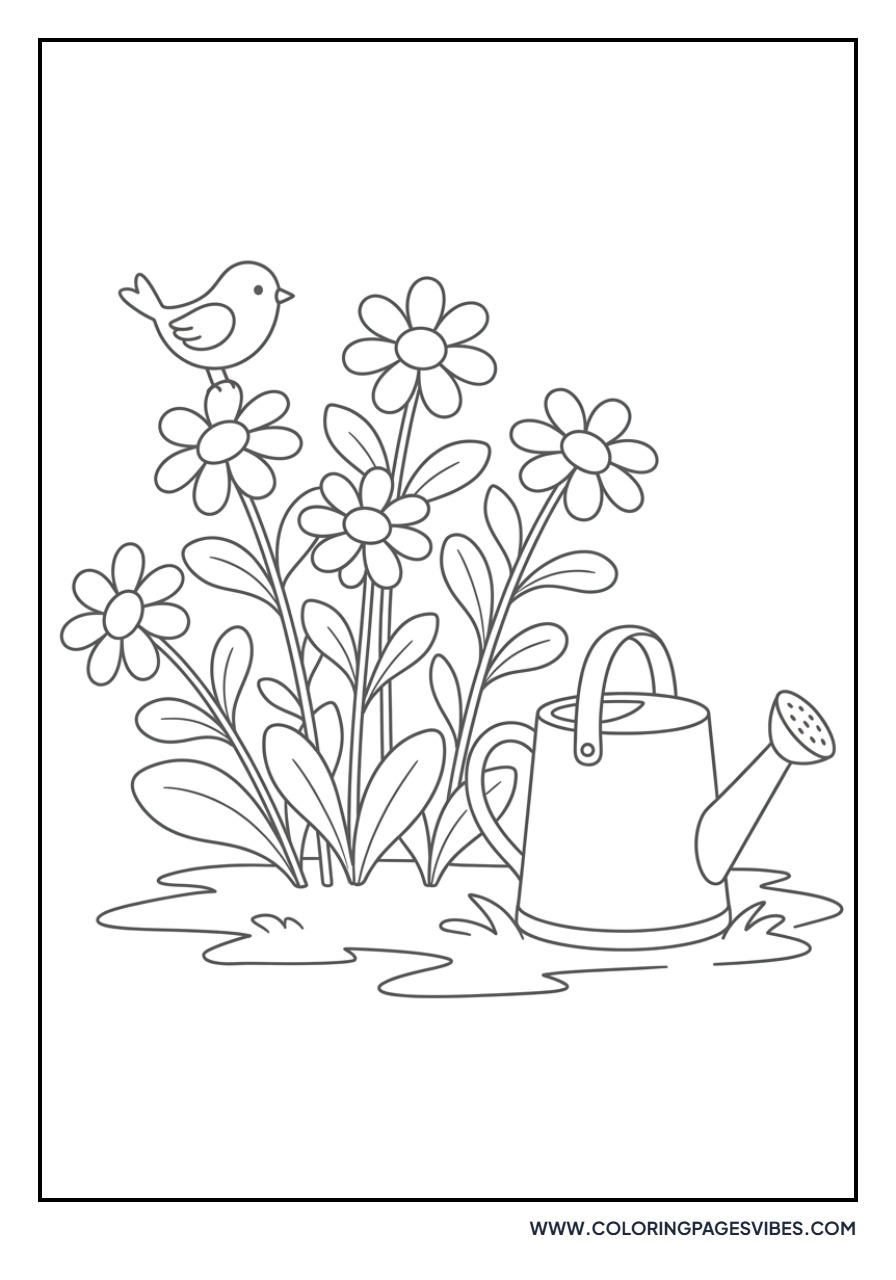 Daisy and Watering Pot