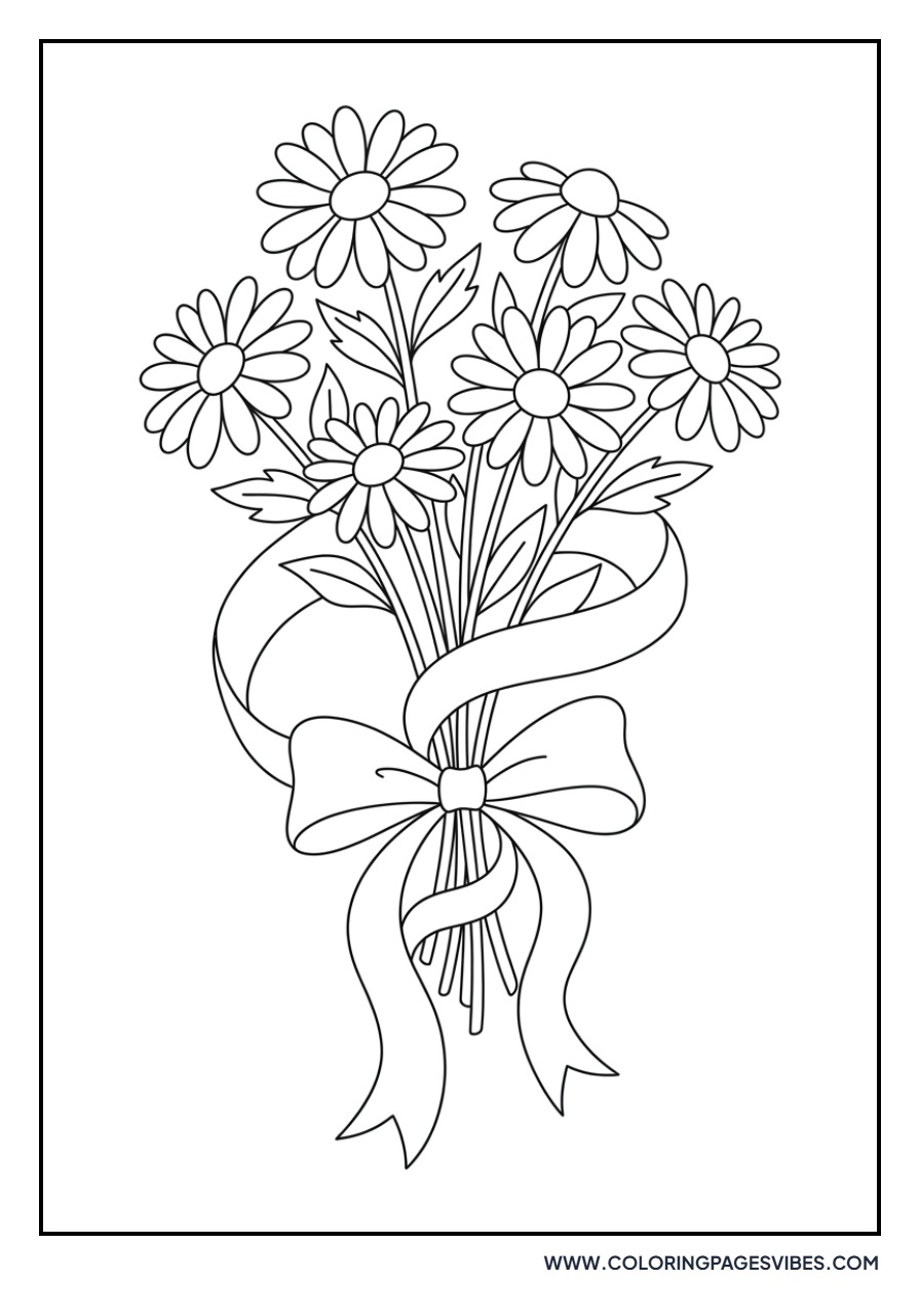 Daisy Bouquet with Ribbon