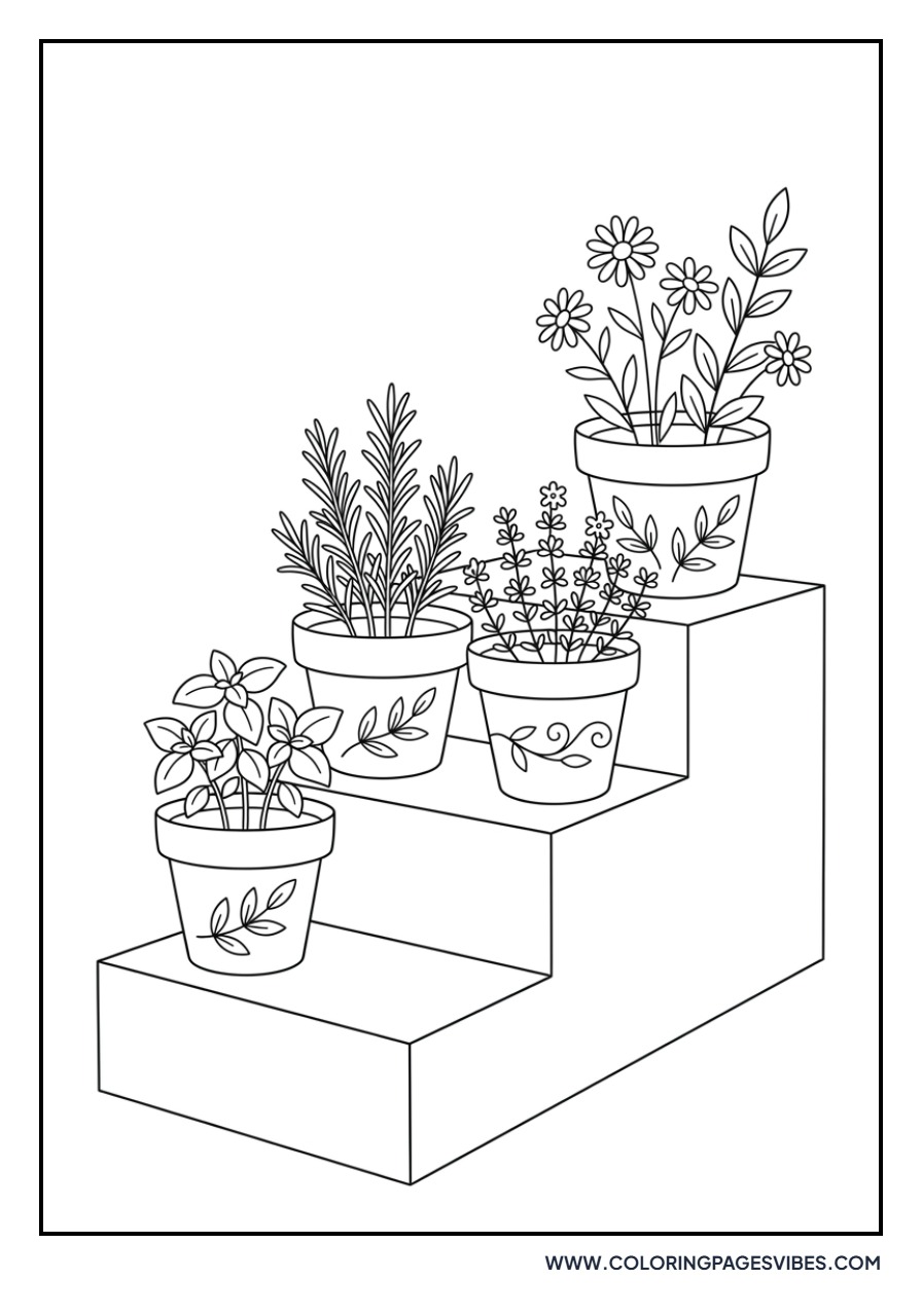 Potted Herbs and Flowers