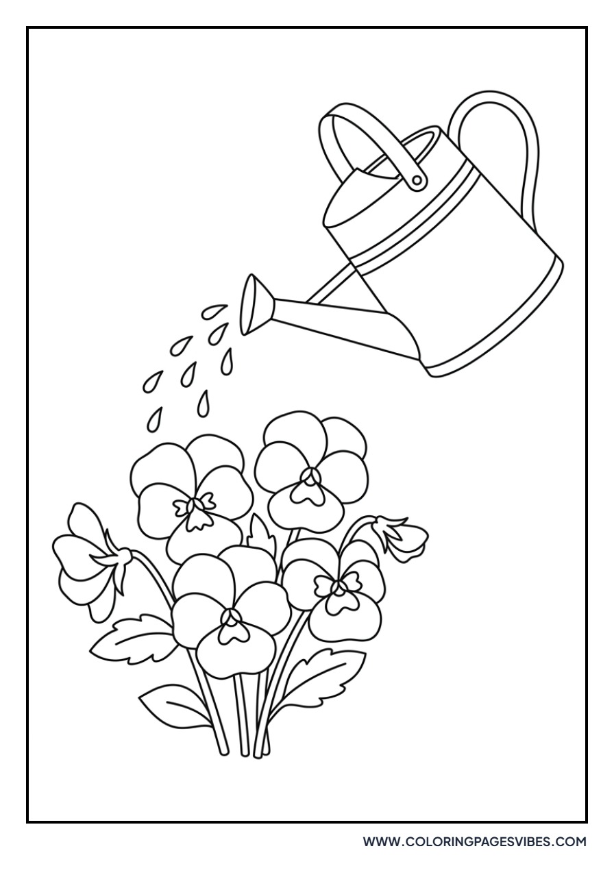 Watering Can and Flowers