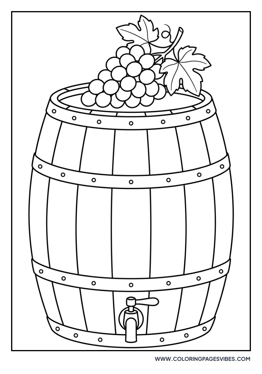Grapes and Wine Barrel