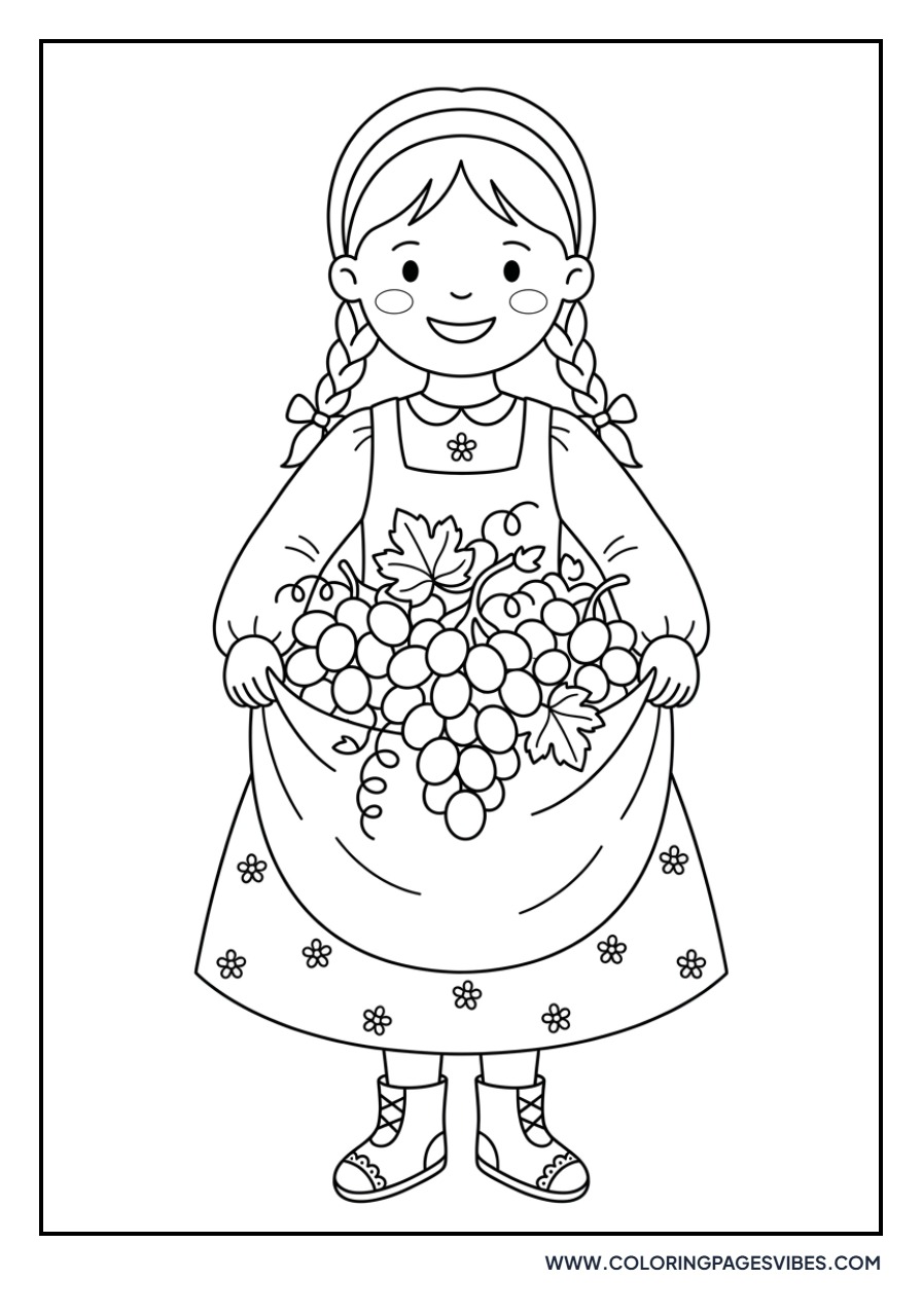 Harvest Girl with Grapes