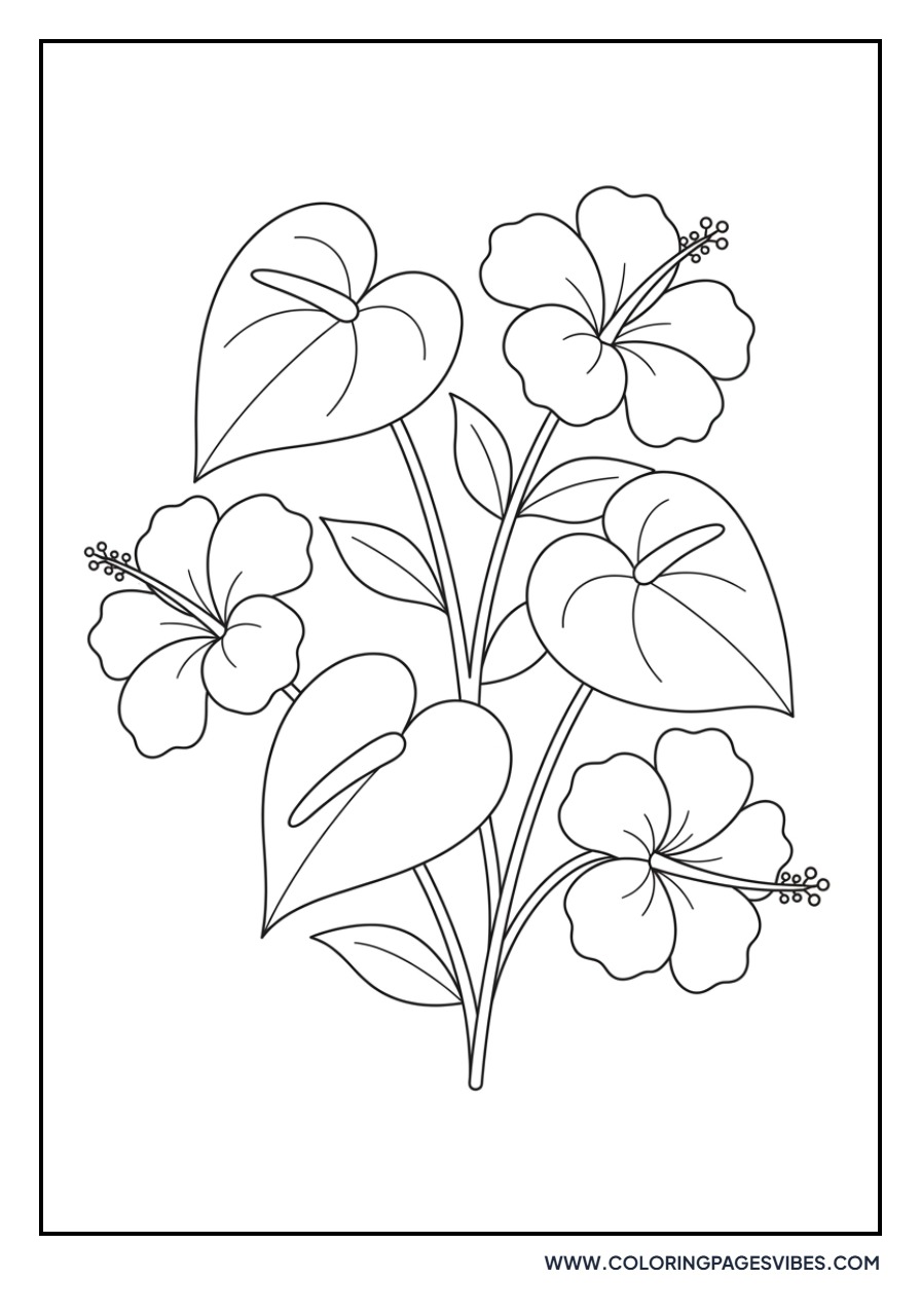 Hibiscus and Anthurium
