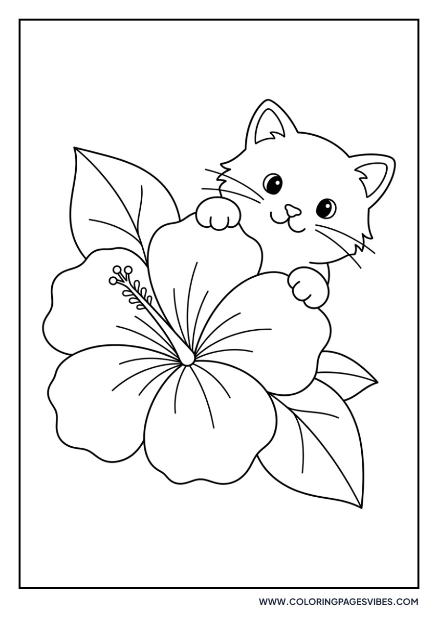 Hibiscus and Cat