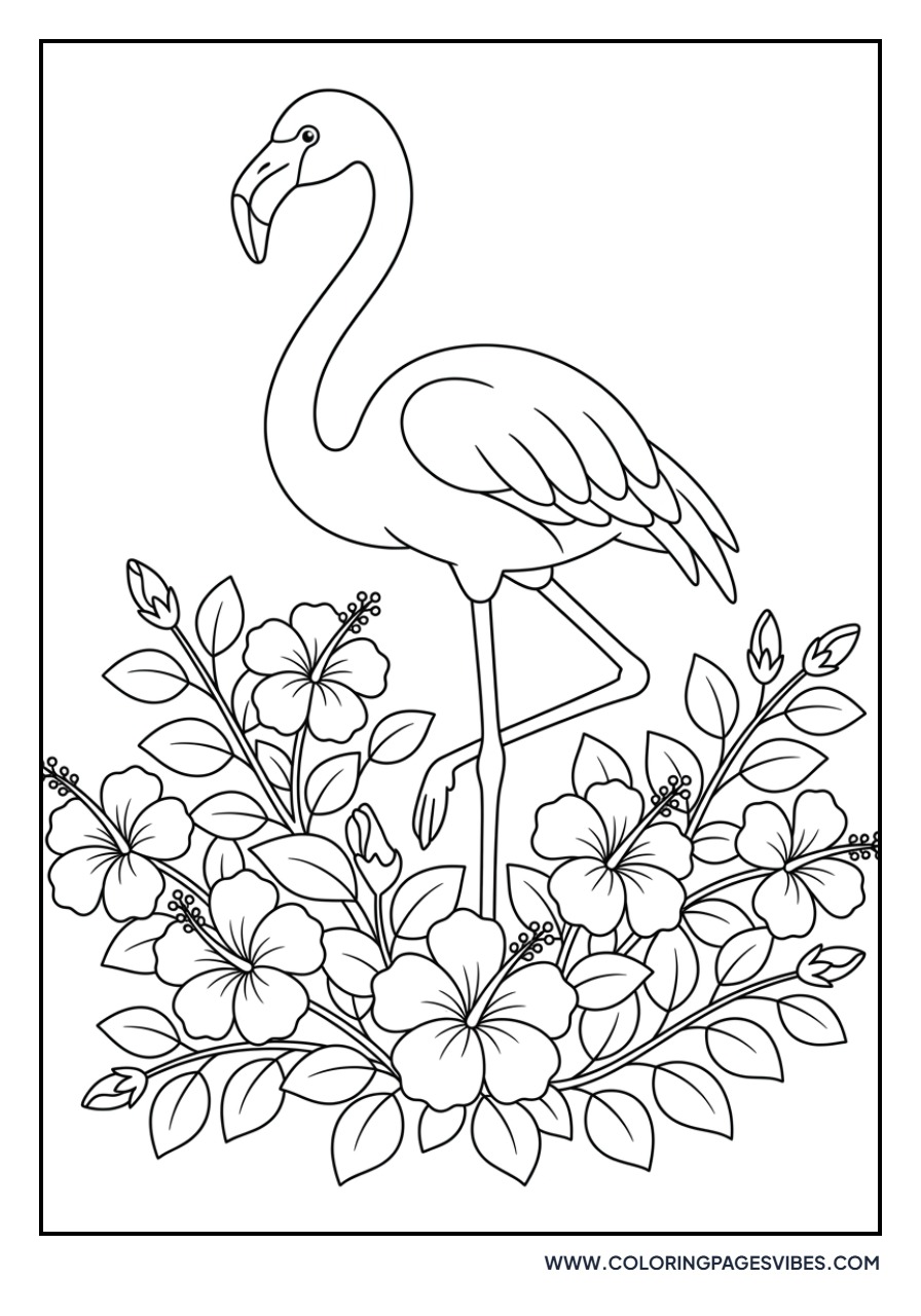 Hibiscus and Flamingo