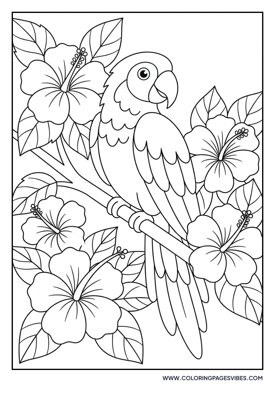 Hibiscus and Parrot