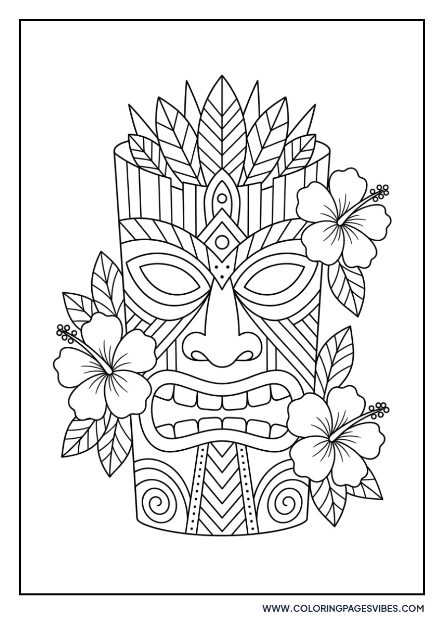 Hibiscus and Tiki Mask