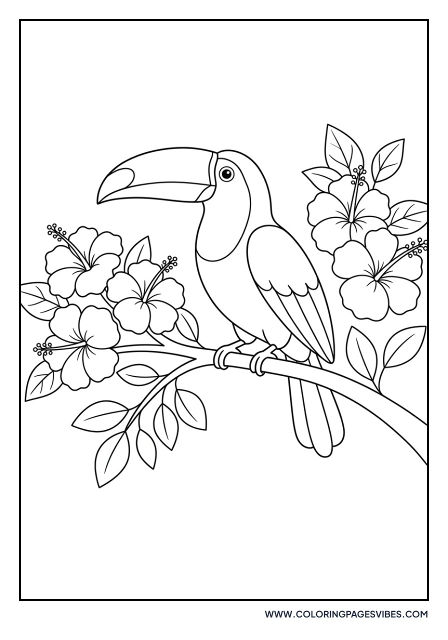 Hibiscus and Toucan