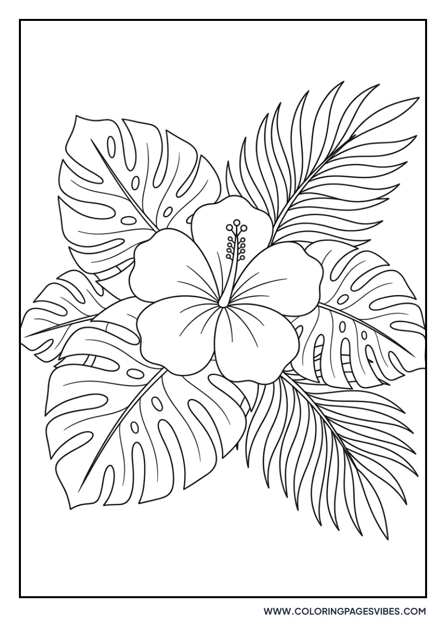 Hibiscus with Tropical Leaves