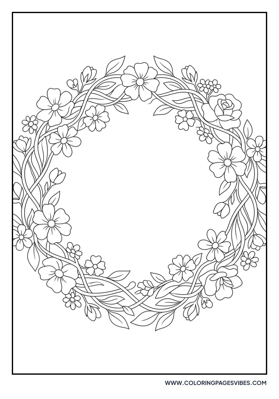 Lavender Wreath Outline