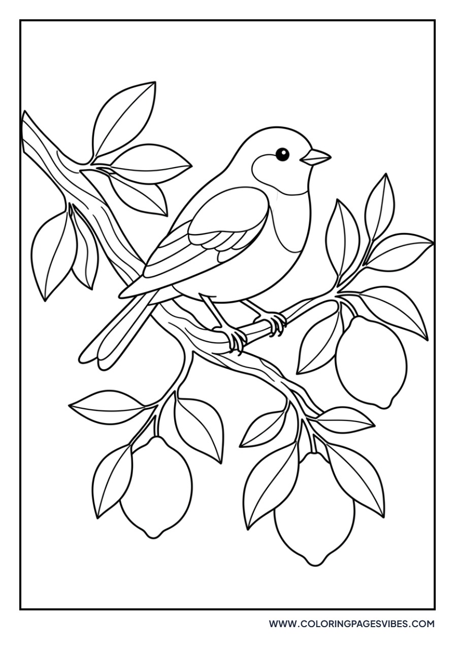 Bird on Lemon Branch