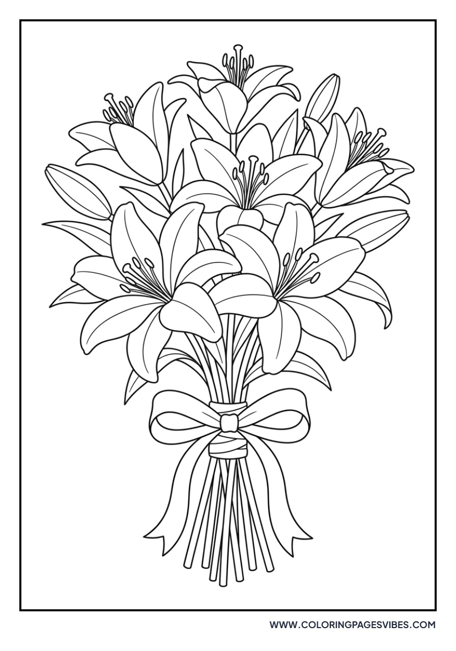 Lily Bouquet with Ribbon