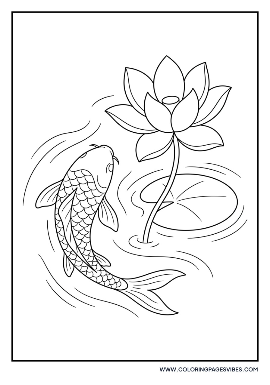 Lotus and Koi Fish