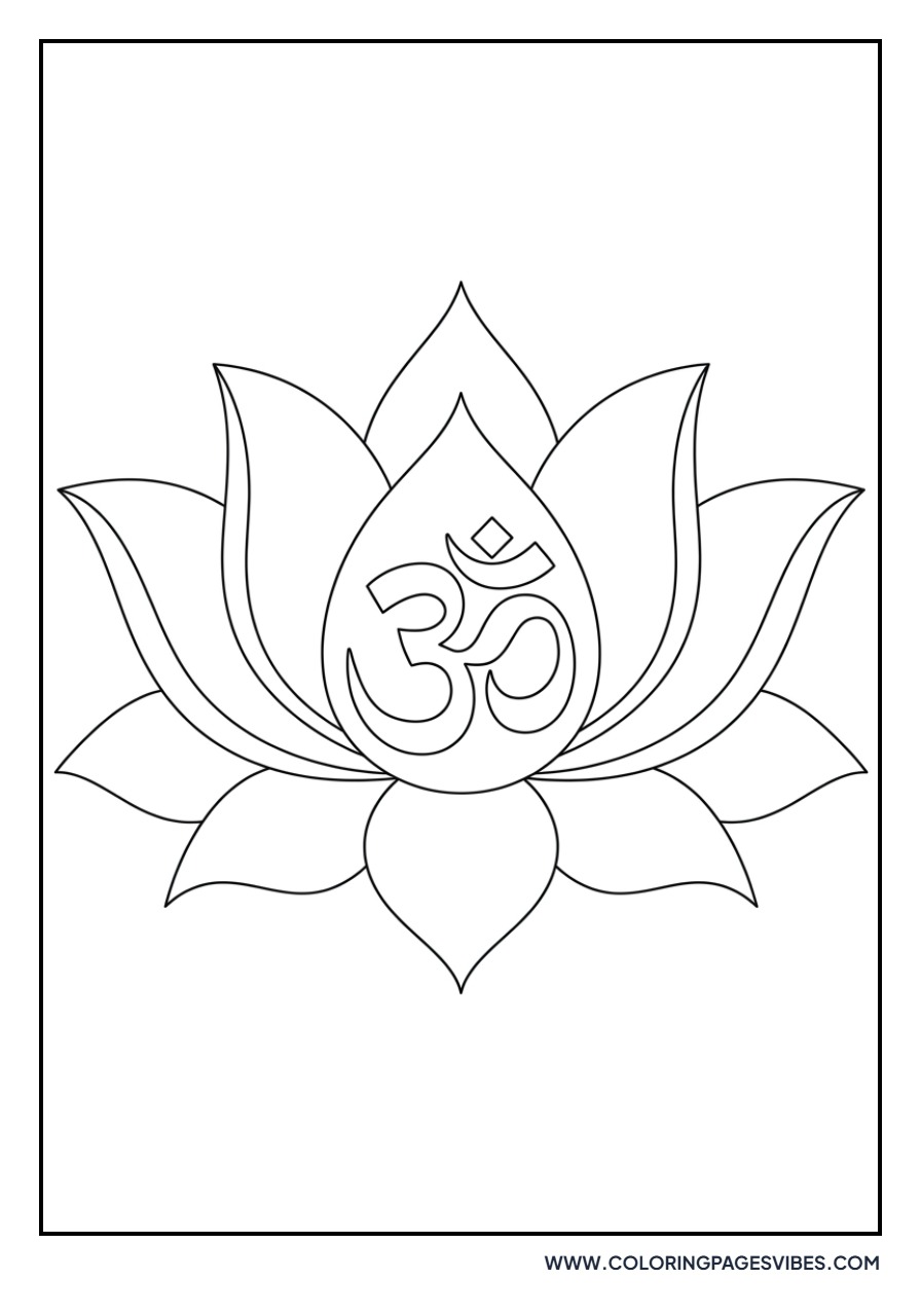 Lotus and Om Symbol