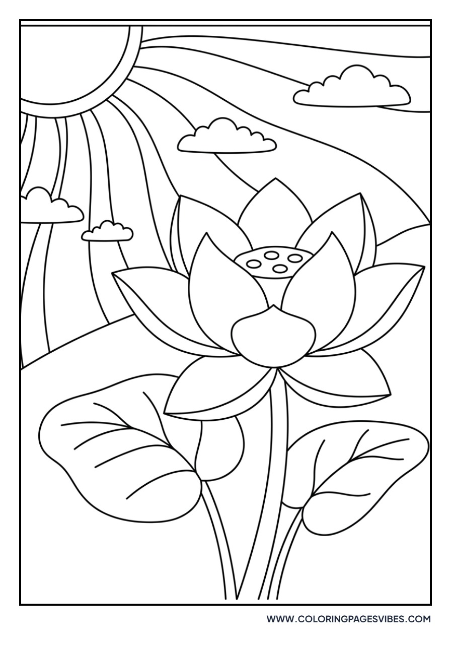 Lotus Flower with Sun