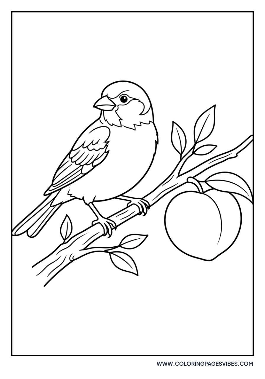 Bird on Peach Branch