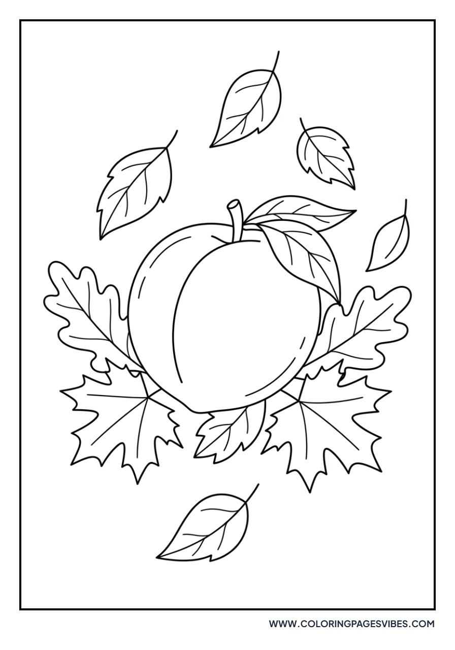 Peach with Autumn Leaves
