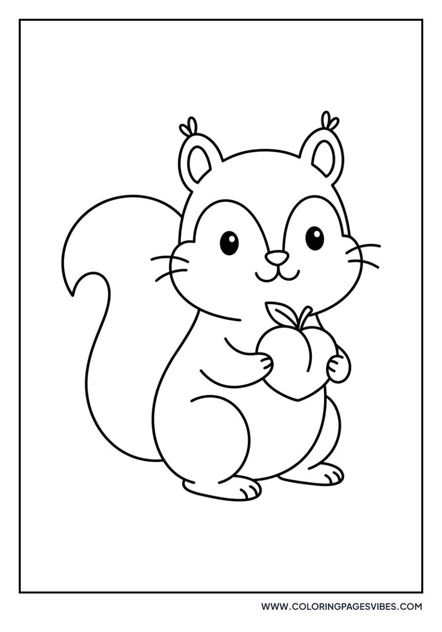Squirrel Holding a Peach
