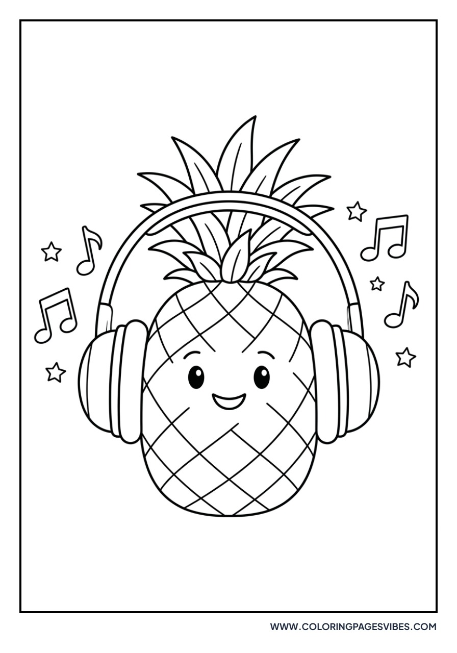 Pineapple Wearing Headphones