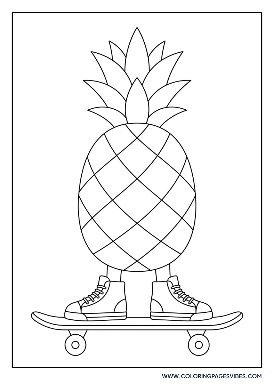 Pineapple with a Skateboard