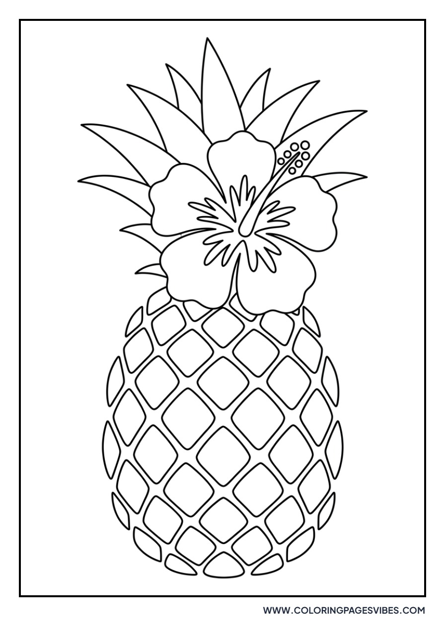 Pineapple with Hibiscus Flower
