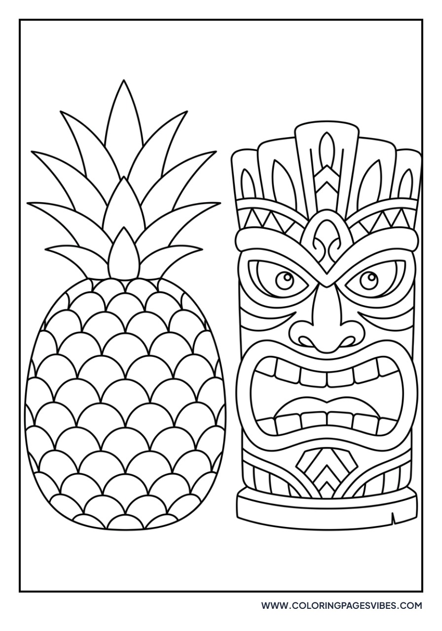 Pineapple with Tiki Mask
