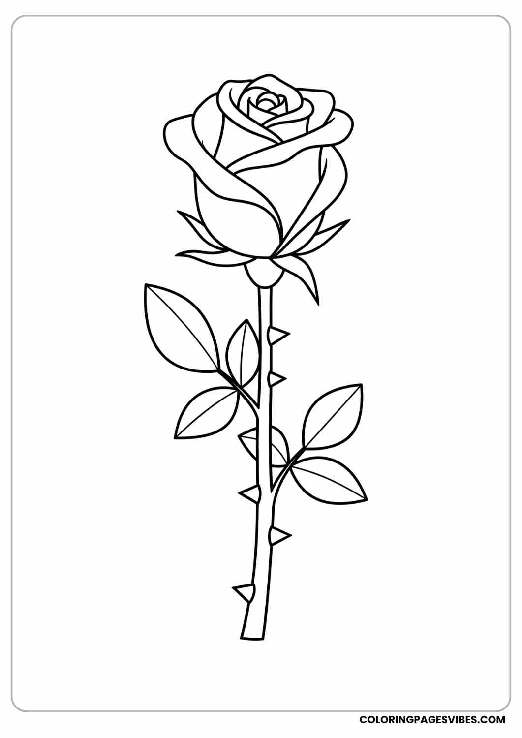 rose with thorny stem coloring page