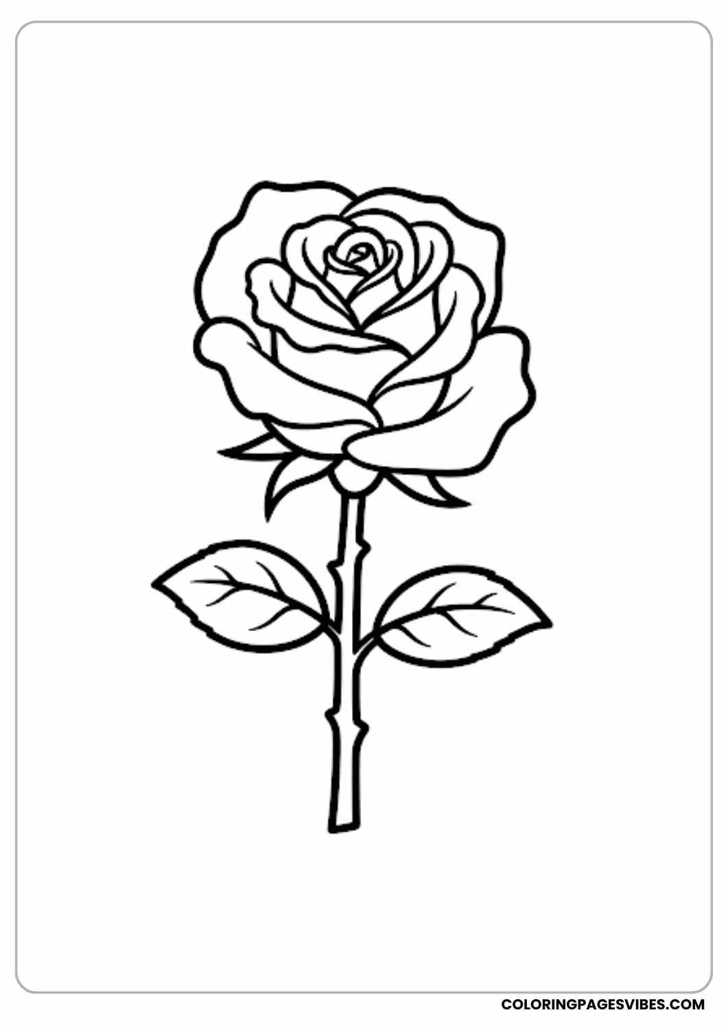 large single rose for toddlers coloring page