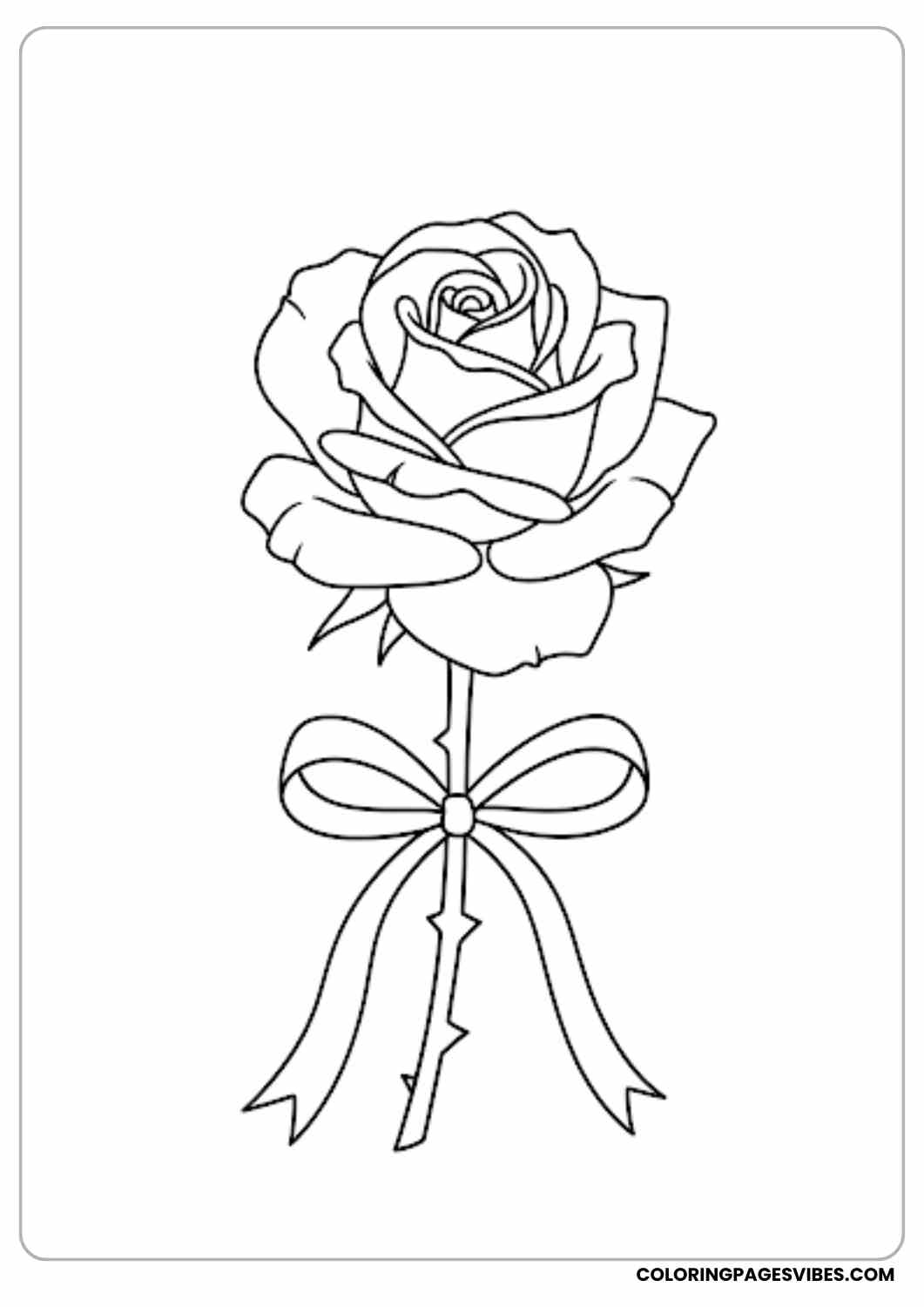 rose with ribbon stem coloring page