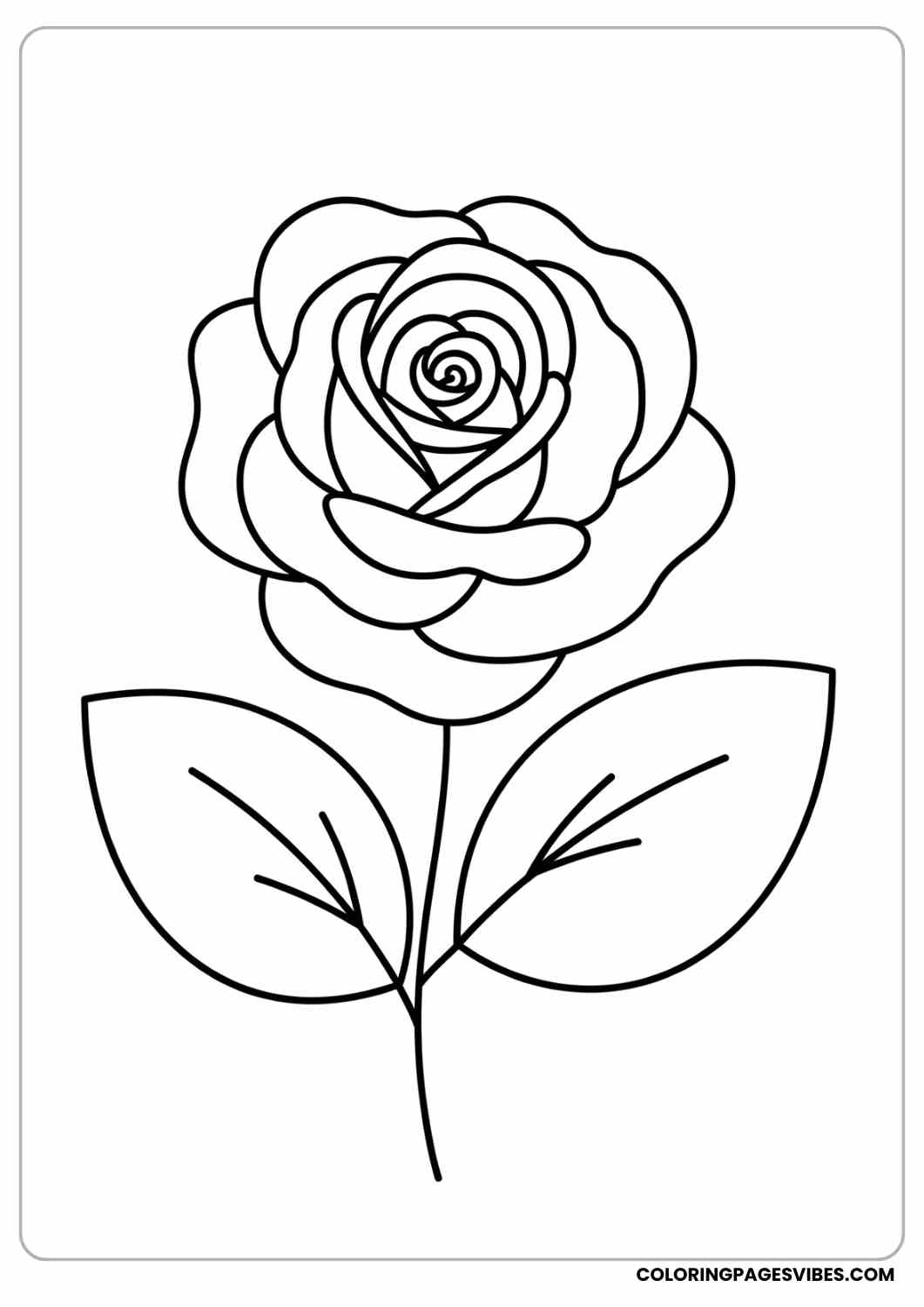 rose with two leaves coloring page