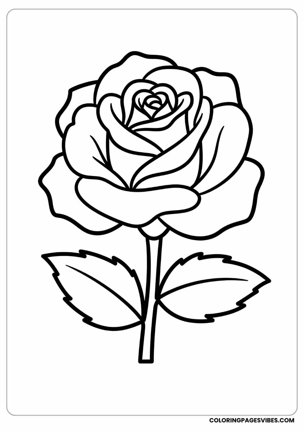 single rose with large petals coloring page
