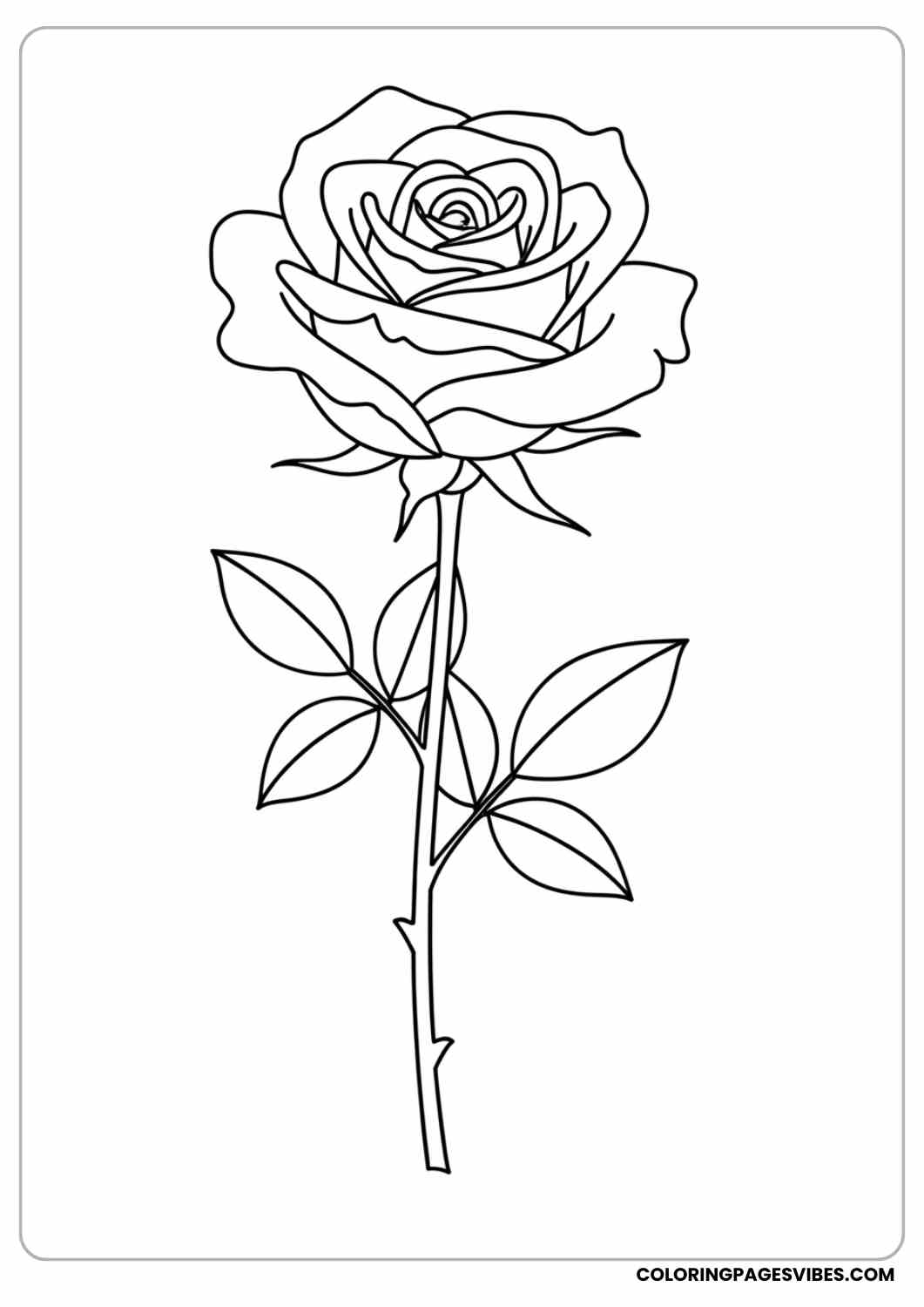 minimal rose on stem coloring page