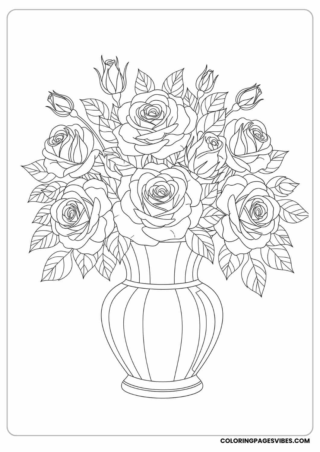 rose bouquet in vase coloring page