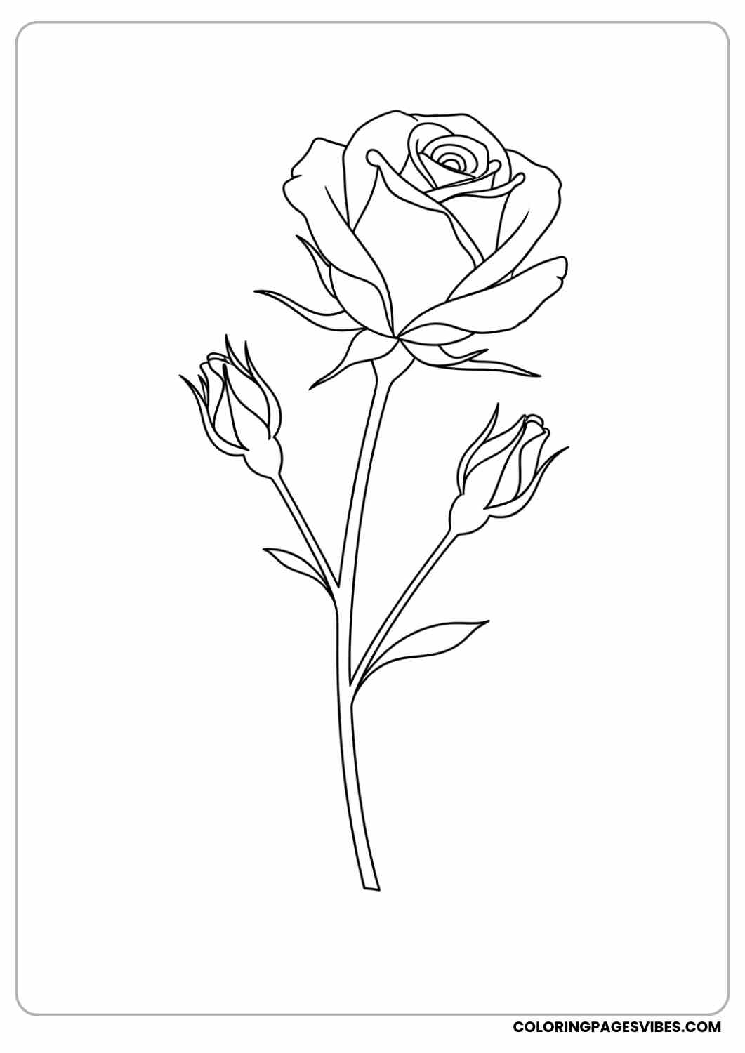 small rosebud on stem coloring page