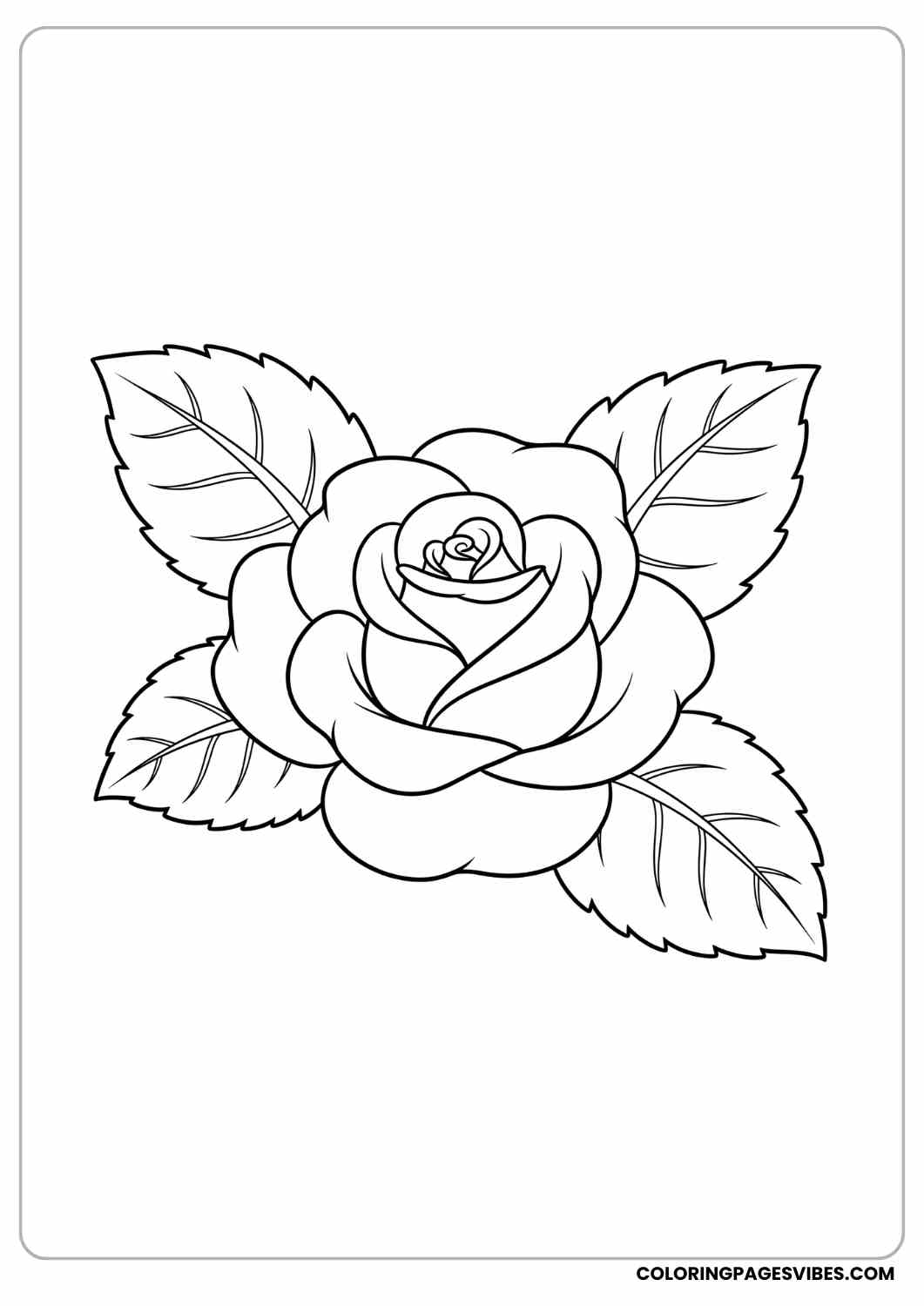 cartoon rose with big petals coloring page