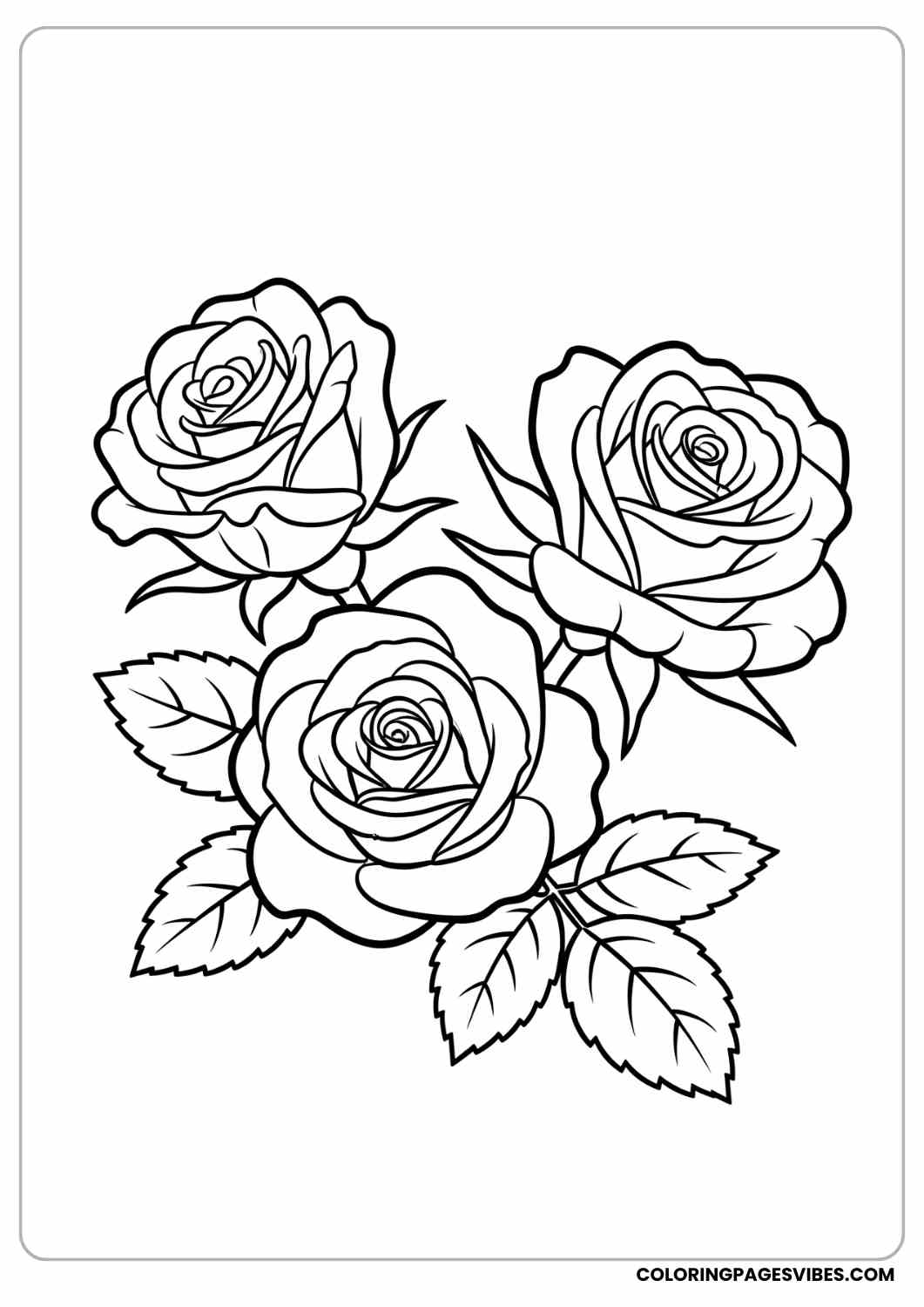 mini rose trio coloring page