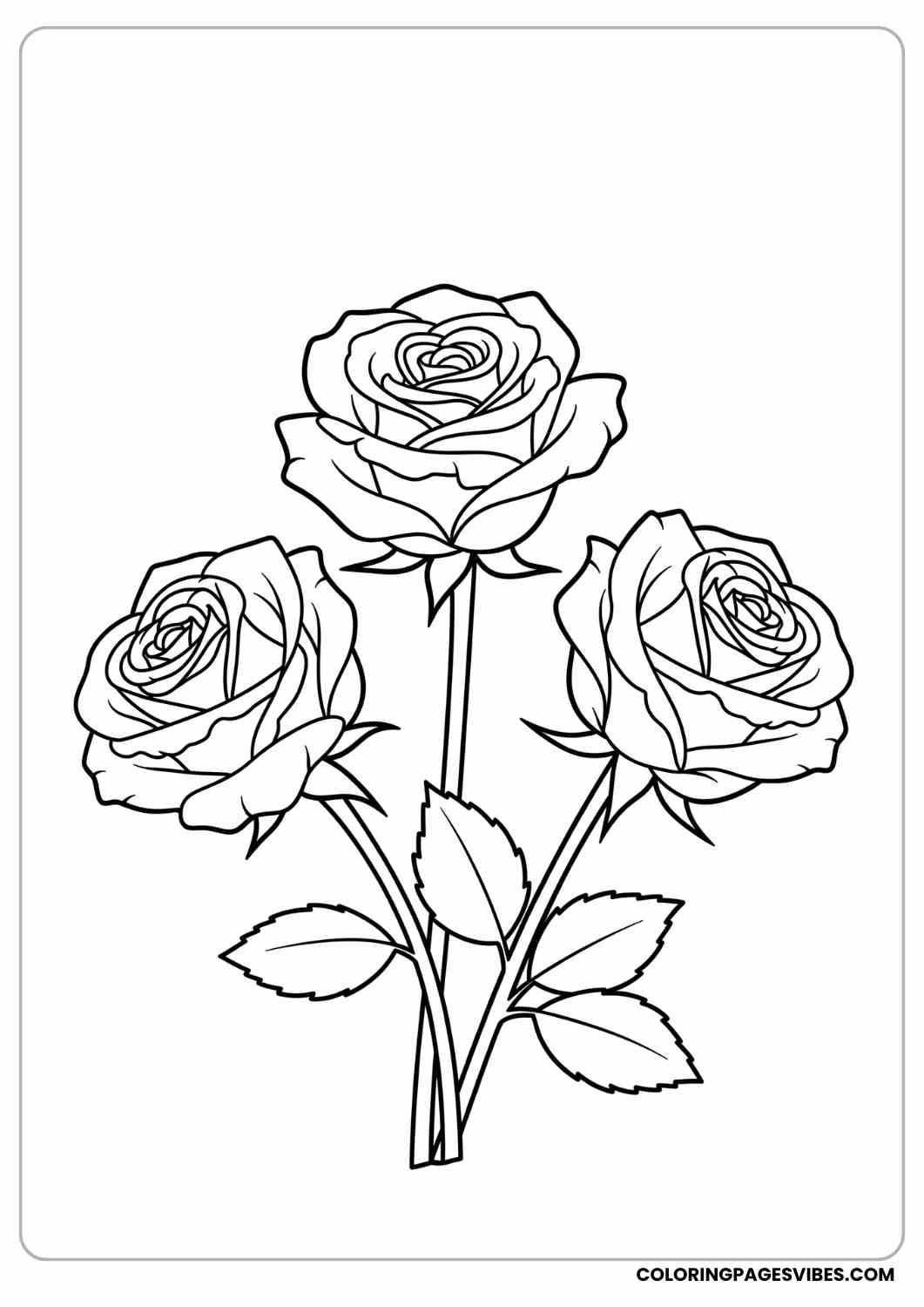 three roses coloring page coloring page
