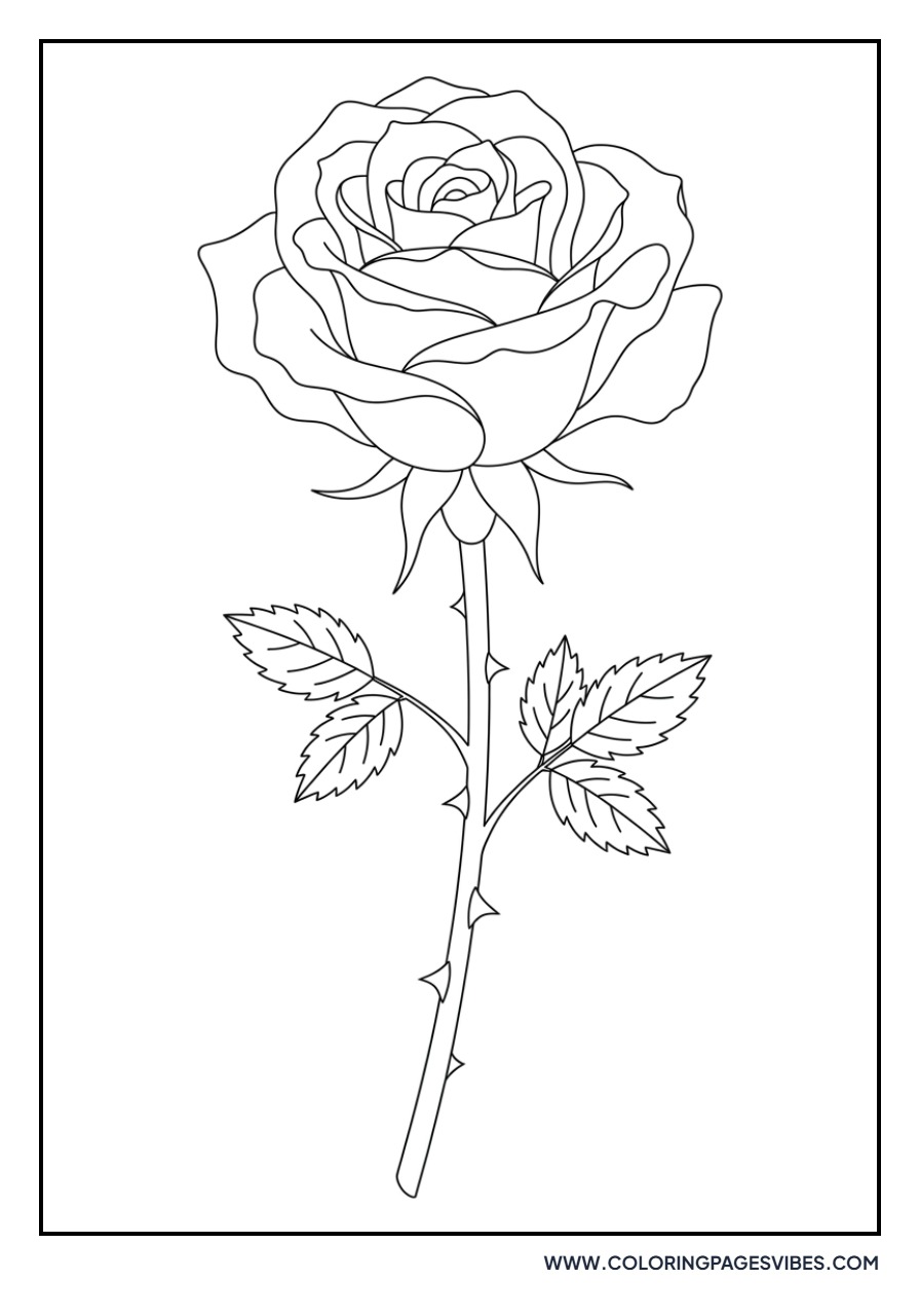 Realistic Long Stem Rose